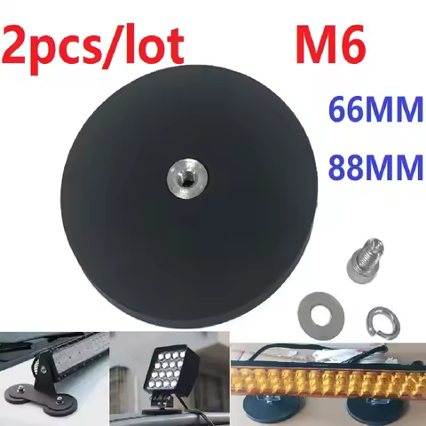 2PCS 66mm 88mm M6 Rubber Magnets Internal Thread Strong Magnet Base With screw and washer for LED Wo