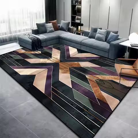Modern Abstract Living Room Carpet – Washable Area Rug for Bedroom, Lounge & Coffee Table, Home Deco