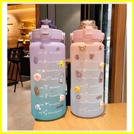 Cute 2 Liters Water Bottle Colorful Schedule Characters Tumbler