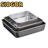 SIOGOR Baking Pan, Non-stick Rectangle BBQ Tray,  304 Stainless Steel Bakeware Tools Cooling Rack Ov