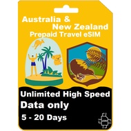 【eSIM】 Australia & New Zealand Unlimited High Speed Data eSIM 【5 - 20 Days】