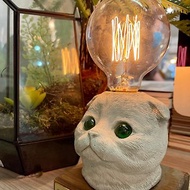 曙MUSE 摺耳貓木底座桌燈 LED燈 鎢絲燈泡 USB燈 擺飾 貓 毛孩