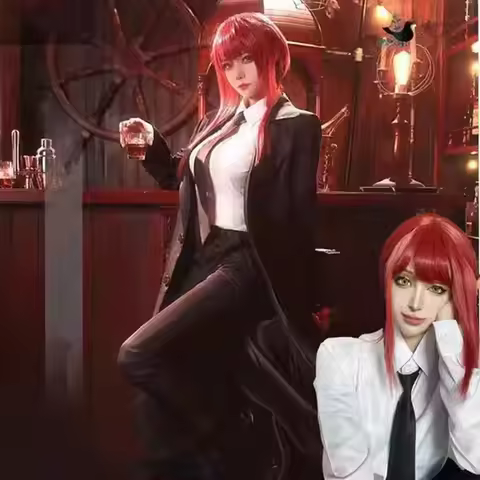 Makima Cosplay Costume Anime Chainsaw Man Makima Cosplay Costumes Wig Trench Shirt Tie Pants Men Wom