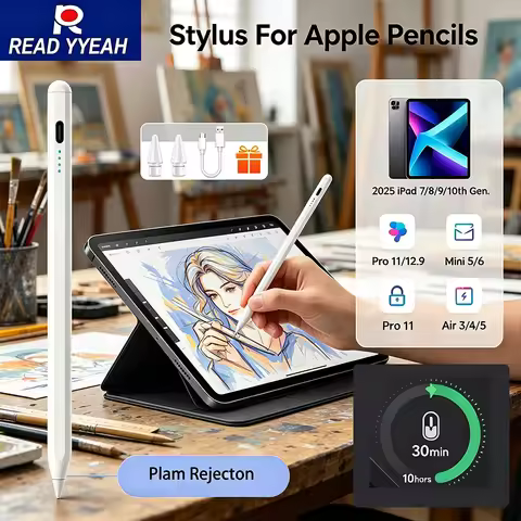 For iPad Pencil 2025 Stylus Pen for iPad Air Pro M3 with Palm Rejection for iPad 11 A16 7/8/9/10/11t