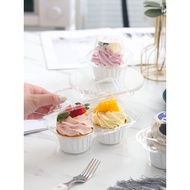 Paper Cupcake Packaging Box Transparent Muffin Cup Paper Tray Mousse Packaging Box 1/2 Cup Dessert P