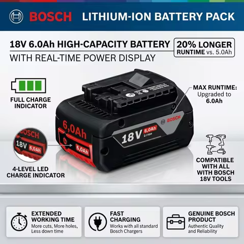 Bosch18V 6Ah 100% Original Lithium Battery GBA18V80 BAT609 BAT618 GBA18V80 Replacement For Bosch 18V
