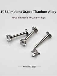 Magic Queen | Implant Grade Titanium Threaded Flat Back Zircon Piercing Stud