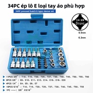 E Tube Set & Hexagonal Rosette Head - 34 Parts, Versatile, Highly Effective