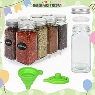 Glass Bottle Spice Container for Kitchen Spices, Salt, Pepper, Spices, Foldable Silicone Funnel