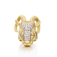 Gold and Diamond Ram Head Ring
