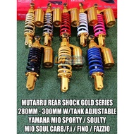 MUTARRU REAR SHOCK GOLD SERIES 280MM-300MM ADJUSTABLE YAMAHA MIO SPORTY/SOULTY / MIO SOUL CARB/F.i /
