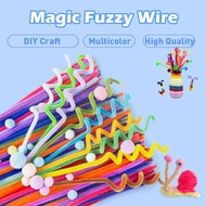 100Pcs Fuzzy Wire Chenille Stems Pipe Cleaner Craft Flower Bouquet DIY Children Handmade Craft Toy