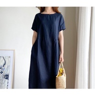 plus size cotton Mid-length Dress summer loose maternity dress MINIKI