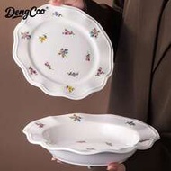 1pc Floral Pattern Ceramic Plate, Can Be Used As Pasta Plate, Dessert Plate, Fruit Plate, Dinner Pla