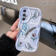 YIWESAN Casing Hp Samsung Galaxy A54 5G A34 5G A33 5G A53 5G A73 5G Case Lucu Kupu-kupu biru yang ma