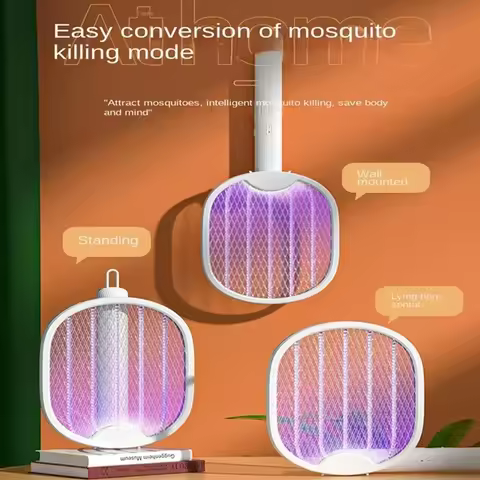 Foldable electric mosquito killer USB rechargeable fly trap mosquito swatter holder with UV insect k