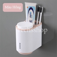 Kệ để bàn chải kem đánh 2 cốc Ecoco E1905 - Đồ dùng nhà tắm đa năng - Kệ dán để đồ - Bộ kệ treo bàn