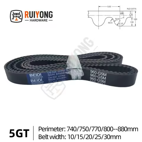 5GT High-Quality Rubber Timing Belt Perimeter 740/750/770/800/810/830/850/860/870/880mm Width10/15/2
