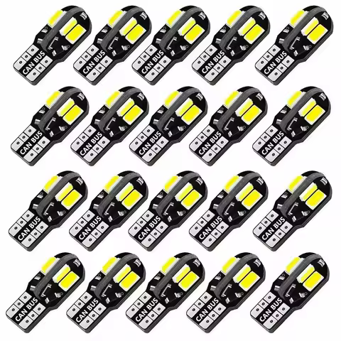 20PCS W5W T10 LED Bulbs Canbus 8SMD 12V LED Car Interior Map Dome Lights Parking Light Auto Signal L