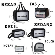 PTT Tas Kosmetik Transparant WASHBAG Pouch Travel Make Up Bag Organizer Dompet Kosmetik Toiletry Wat