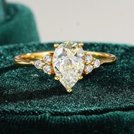 【 GRA Certificate Attached 】 1CT 2CT Pure Moissanite Ring, Fashionable Five Claw Micro Diamond Pear 
