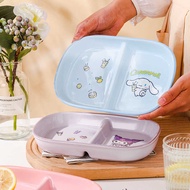 Genuine Sanrio Tableware Kuromi 2-Grid Plate Children's Food Supplement Plate Ceramic High Temperatu