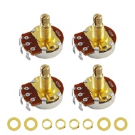 PHRILAM 4Pcs Full Size 18mm Guitar Bass Potentiometers 18-Tooth 6mm Split Shaft A250K/B250K/A500K/B5