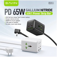 BAVIN PC2026 GaN 65W Power Strip Wall Charger 1.5M Extension Cord Fast Charging w/ USB & Type-C port