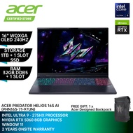 ACER Predator Helios 16S AI PHN16S-71-97UN Gaming Laptop -16" WQXGA OLED 240Hz/U9-275HX/16GB D5/1TB 