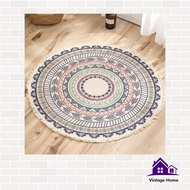 Carpet | Premium Luxury Imported Round Vintage Bohemian Carpet Rug 90 X 90 Cm Kl7