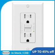 GFCI Outlet 15 Amp, Self-Test GFI Electrical Outlet, Tamper Resistant GFCI Receptacle with Wall Plat