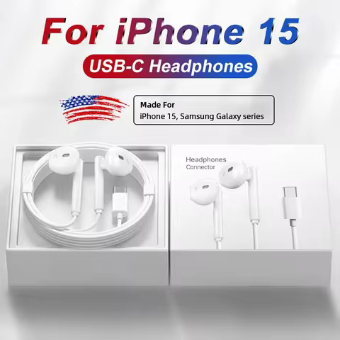 USB-C Headphones For Apple iPhone 15 Pro Max 14 13 12 11 Wired Earphones X XS XR Ios Bluetooth Earbu