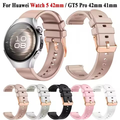 For Huawei Watch 5 42mm Soft Silicone 18mm Watch Strap For Huawei Watch GT 4 GT5 41mm/ GT5 Pro 42mm 