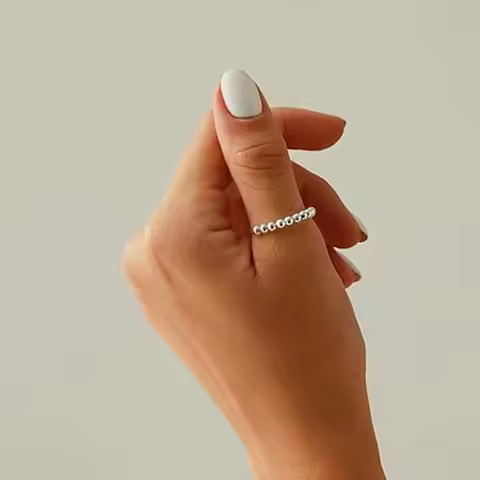 New 925 Sterling Silver Stress Relief Fidget Spinner Rings Rotate Beads Anxiety Adjustable Rings for