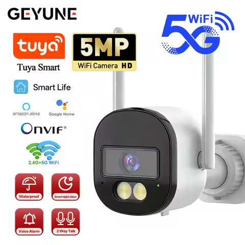Tuya 5MP Bullet Camera Outdoor 5G Wifi Security Protection Support Onvif Auto Tracking Two Way Audio