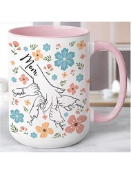 Personalized Custom Mug, Mom Holding Child's Hand And Name Customization, 11 Oz 15 Oz Mother's Day C