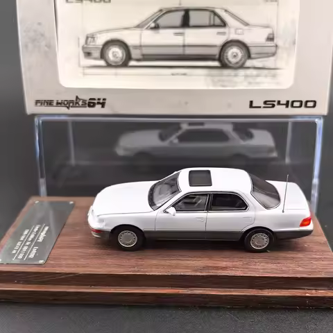 FineWorks64 1:64 LS400 XF10 UCF10 White Silver Opening Hood Diecast Collector's Vehicle Model Car