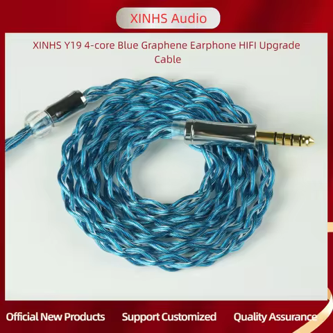 XINHS Y19 4-core Blue Graphene Earphone HIFI Upgrade Cable For 0.78 2pin/HD650/IE900/KZ-QDC/MMCX IEM