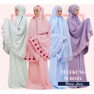 ✾ SALE FESYEN MUSLIMAH✾ Kain Sembahyang, Telekung Cotton Sulam Seroja Flora Lace Inspired by Telekung Siti (Ready Stock)
