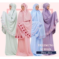 ✾ SALE FESYEN MUSLIMAH✾ Kain Sembahyang, Telekung Cotton Sulam Seroja Flora Lace Inspired by Telekun