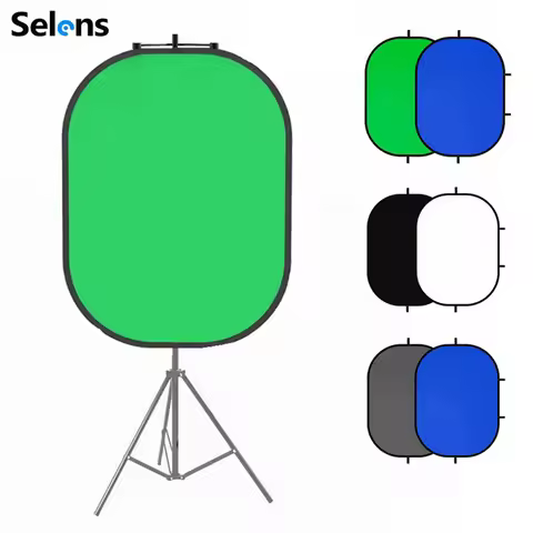 Selens 1X1.5M Collapsible Reflector Popup 2 in 1 Double Sided Photography Backdrop Reversible Oval S