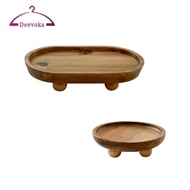 deevoka Mini Wooden Riser Tray for Display Organizer, Mini Decor Stool, Wooden Pedestal for Counter,