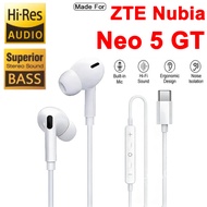 Original Earphone For ZTE Nubia Neo5 GT Pro Neo 5 Neo5GT Neo5Pro 4G 5G 2026 Wired Type-C Microphone 