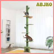 ABJKO Floor to Ceiling Cat Tree Ajustable Height [82-108 Inches=208-275cm] 6 Tiers Tower Fit for 7-9