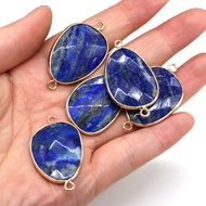 Natural Stone Connectors Faceted irregular Pendants Links Lapis lazuli Charm for Jewelry Making Necklace 22x38mm