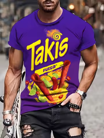 Men's Clothing Fashion Takis 3D Graphic T Shirts Casual Short Sleev Tee Top Crew Neck Men's T-Shirt 