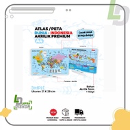LD Atlas/ World - Indonesia Map/ Premium Acrylic Material 3mm + VINLY (21 x 29 cm A4) & Premium Acry