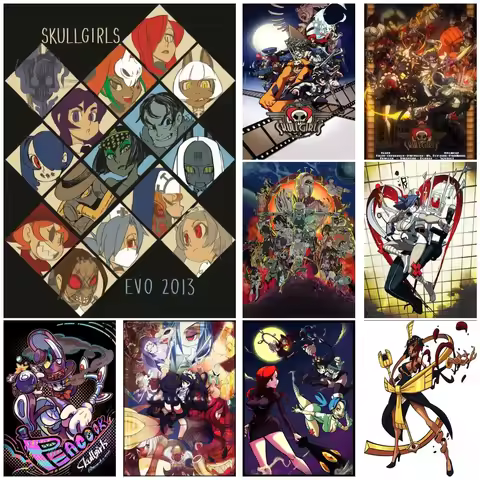 Skullgirls Anime Video Game Poster Canvas Painting Wall Art for Picture Coffee House Bar Living Room