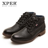 XPER Boots Brand Men Ankle Shoes Fashion Round Toe Winter Shoes Black Zipper Boots Men Work Footwear