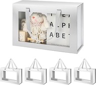 JINGUAN Large Silver Clear Gift Boxes, 13.5x9x4.1 Inches Gift Boxes with Windows by Handles, Bridesm